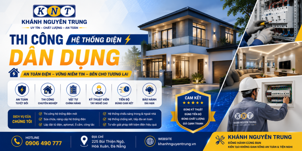 Thi công hệ thống điện dân dụng, văn phòng dự án